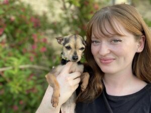Cleo and her foster parent/adopter, Lindsay.